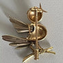 Ancien broche oiseau en or  jaune 18k carats
